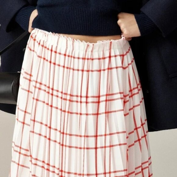 :J CREW Pleated Maxi Skirt in Plaid Drapey Georgette Size 6 - Picture 2 of 9